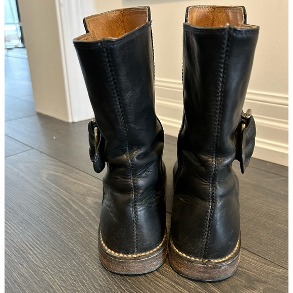 FRYE women leather combat boots size 6 in black - Picture 2 of 4